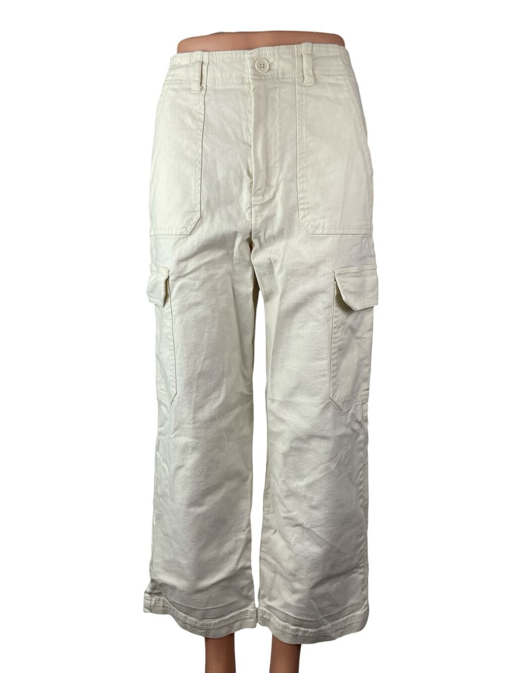 Z Supply Womens White High Rise Carrot Barrel Wide Leg Cargo Denim Jeans Pants S